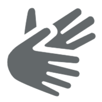 Icon für Gebärdensprache. Zwei Hände.