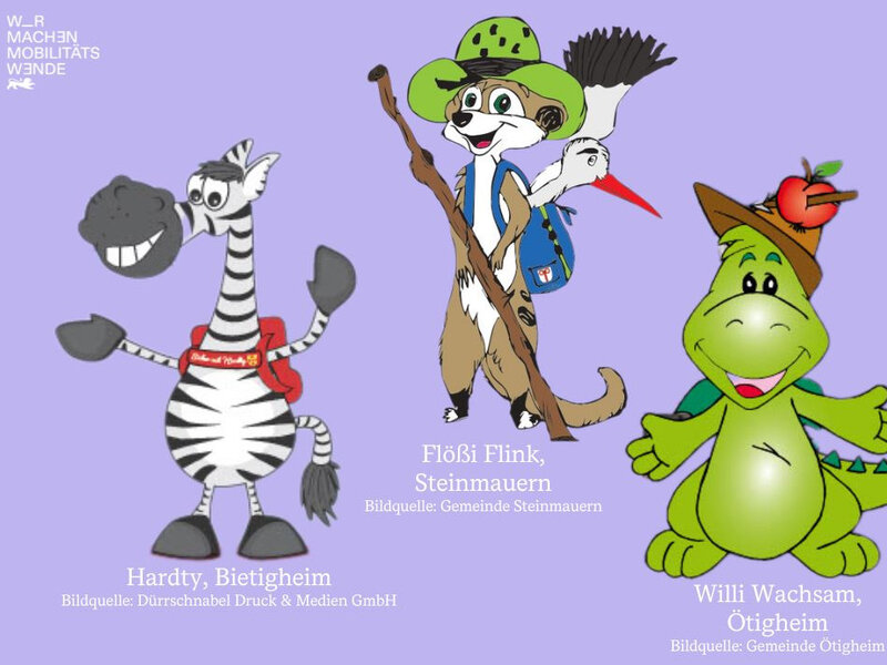 Eine Zeichnung mit einem Zebra, einem Fuchs und einem grünen Drachen