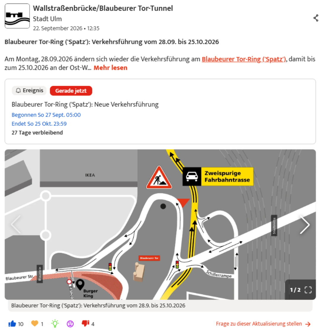 Ein beispielhafter Baustellenplan von der städtischen Homepage